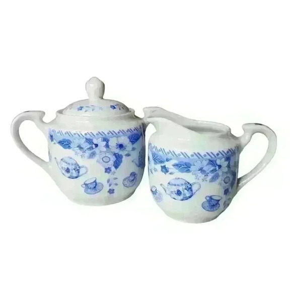 Andrea by Sadek The English Tea Collection Porcelain Sugar Bowl & Creamer Set - Picture 1 of 6